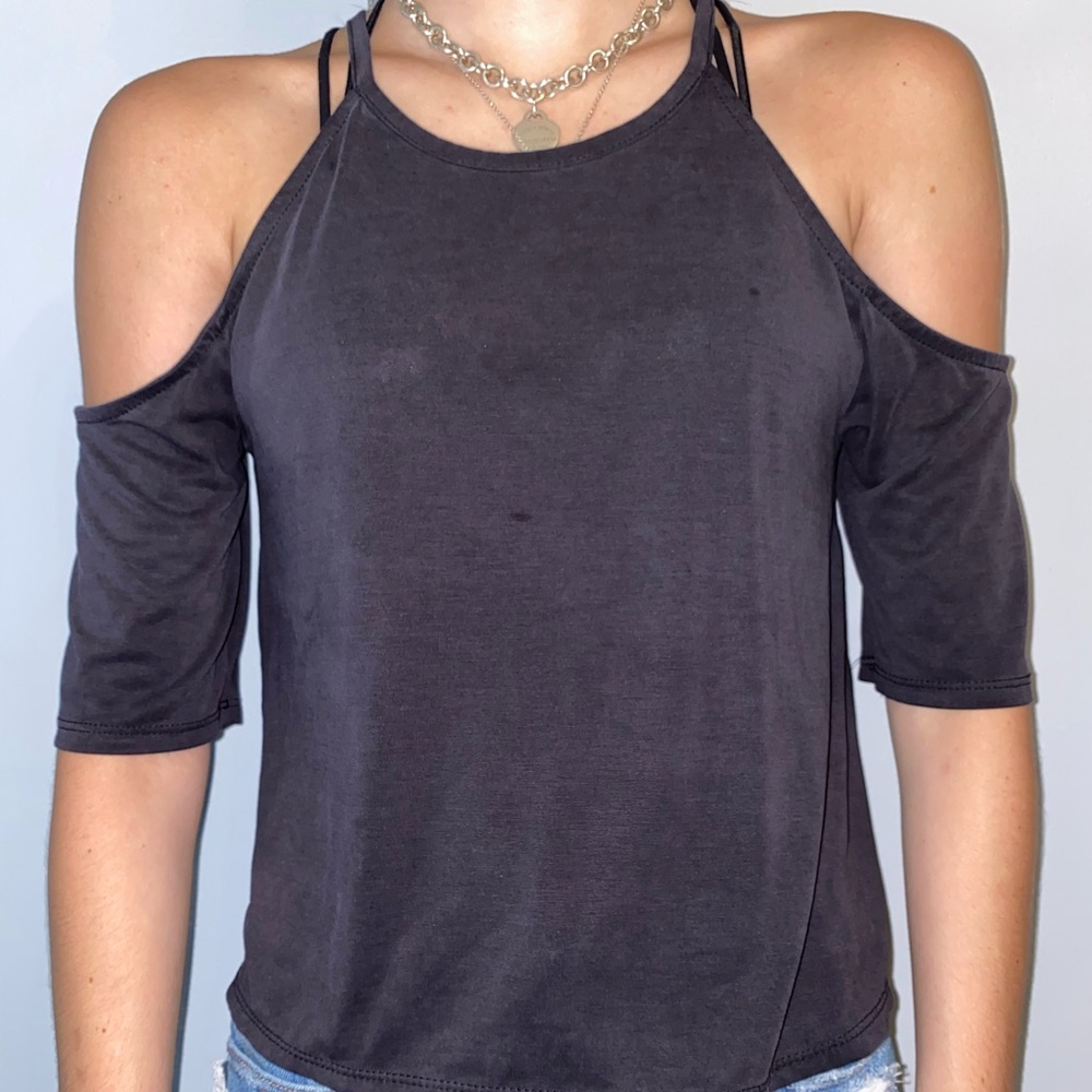 Dark gray off the shoulder tank (SMALL)